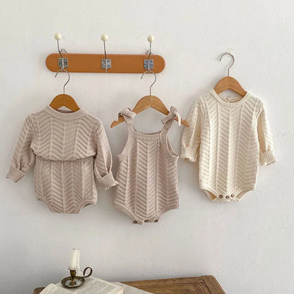 -ベビーセットアップ 2点セット ニットセーター ブルマパンツ グレージュ - mamahalo shop - 長袖セットアップ -  べビー服 - 子供服 - 男の子 - 女の子