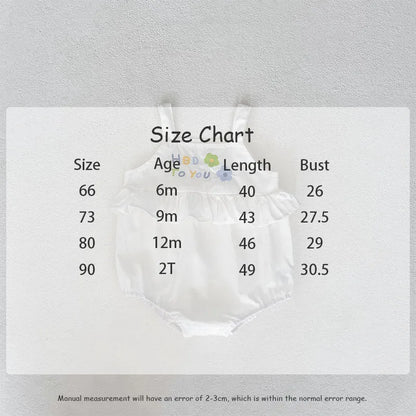 -ベビーロンパース キャミソールフリルボディスーツ バースデー フラワー花柄刺繍【mh0004946】 - mamahalo shop - ノースリーブロンパース -  べビー服 - 子供服 - 男の子 - 女の子