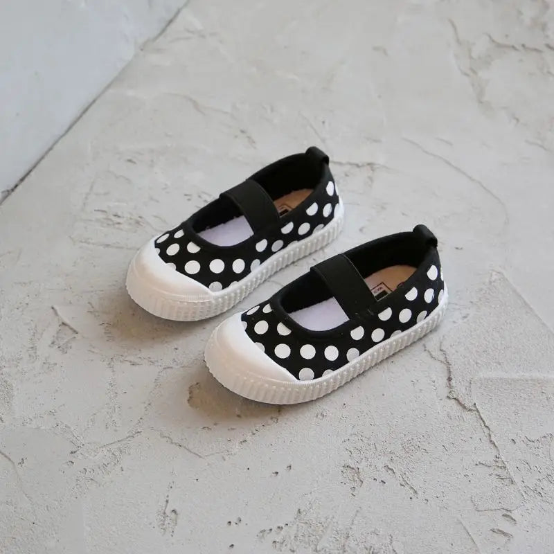 -ベビー キッズ みずたま チェック さくらんぼ あひる スマイル キャンバス バレエ シューズ 上履き - mamahalo shop - 靴 -  べビー服 - 子供服 - 男の子 - 女の子