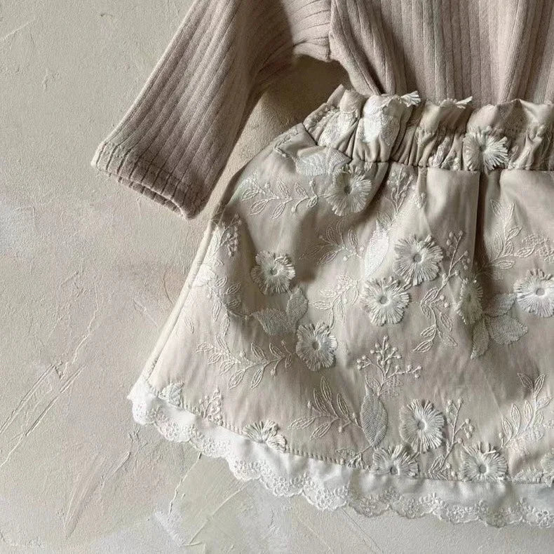 -ベビースカート レース チェック フラワー刺繍 Aラインスカート 2カラー【mh0006381】 - mamahalo shop - スカート -  べビー服 - 子供服 - 男の子 - 女の子