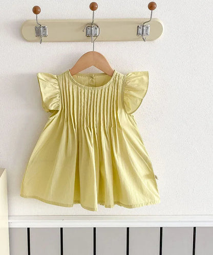 -キッズワンピース フリルスリーブ ピンタック サマードレス 3カラー【mh0005895】 - mamahalo shop - 半袖ワンピース -  べビー服 - 子供服 - 男の子 - 女の子