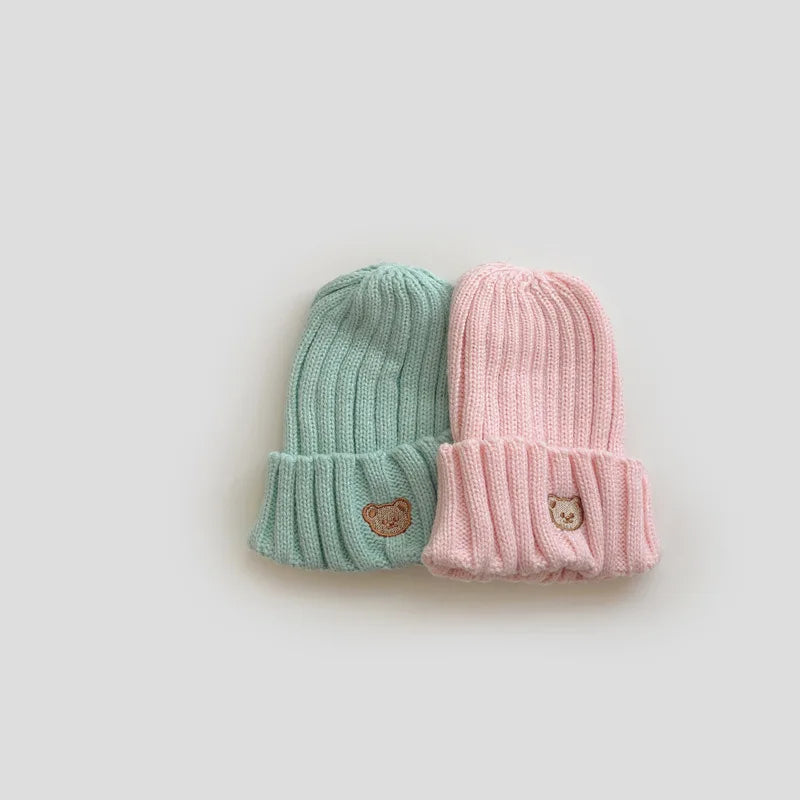 -ベビー キッズ くま ベア 刺繍 ニットキャップ ニット帽 帽子【mh0000126】 - mamahalo shop - ベビー用帽子 -  べビー服 - 子供服 - 男の子 - 女の子