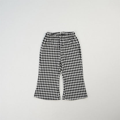 -キッズパンツ プリント柄ワイドフレアパンツ 千鳥格子/レオパード/ハート/水玉ドット - mamahalo shop - ロングパンツ・スウェットパンツ -  べビー服 - 子供服 - 男の子 - 女の子