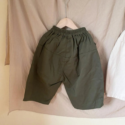 -キッズパンツ バルーンルーズ ワイドパンツ サルエルパンツ アーミーグリーン/ベージュホワイト/2カラー - mamahalo shop - ロングパンツ・スウェットパンツ -  べビー服 - 子供服 - 男の子 - 女の子