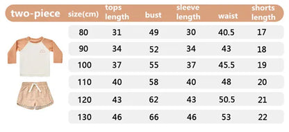 -キッズ水着 セパレートセット 長袖トップス+ショートパンツ ボーイズ ラッシュガード スイムウェア【mh0006163】 - mamahalo shop - ベビー用水着 -  べビー服 - 子供服 - 男の子 - 女の子