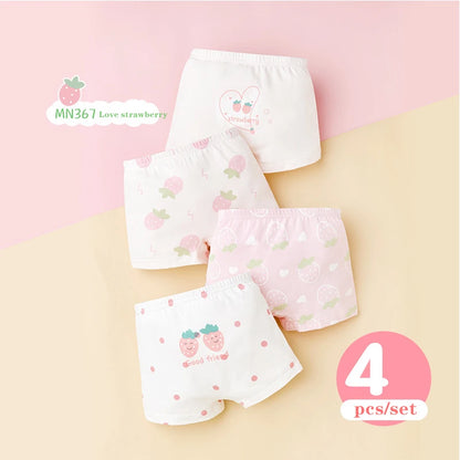 -キッズショーツ 女の子下着 ガールズパンツ アンダーウェア 4枚セット ピンクうさぎ ボクサーブリーフ【mh0005805】 - mamahalo shop - 幼児用下着 -  べビー服 - 子供服 - 男の子 - 女の子