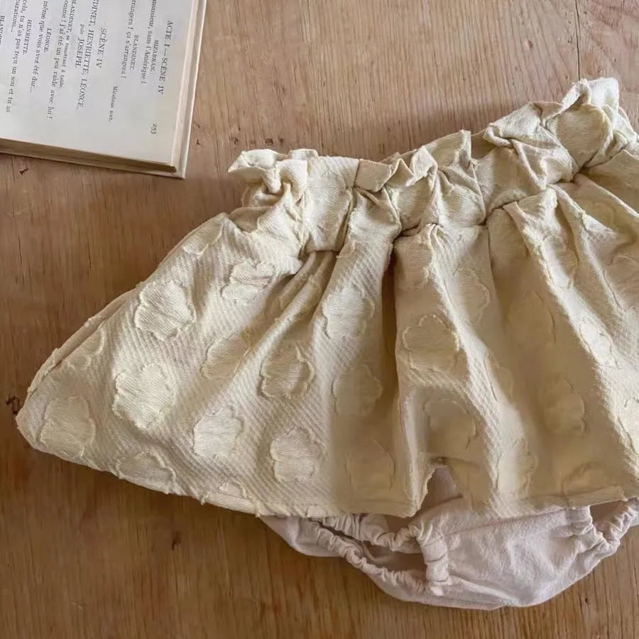 -ベビースカート ブルマパンツ フラワー刺繍 ドッキング ブルマパンツインスカート【mh0006380】 - mamahalo shop - ブルマパンツ -  べビー服 - 子供服 - 男の子 - 女の子