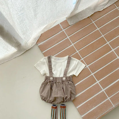 -ベビーパンツ サスペンダーブルマ ショートパンツ デニム 3カラー - mamahalo shop - サロペットパンツ・サスペンダーパンツ -  べビー服 - 子供服 - 男の子 - 女の子