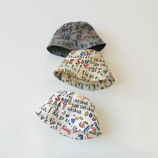 -キッズ レターロゴ バケットハット 帽子【mh0000745】 - mamahalo shop - ベビー用帽子 -  べビー服 - 子供服 - 男の子 - 女の子