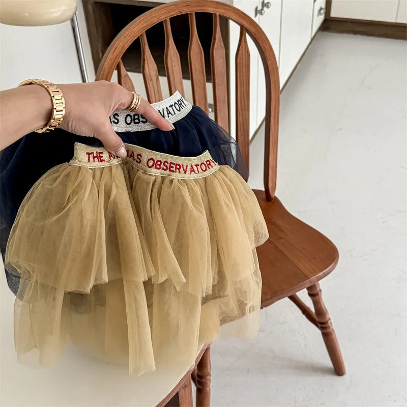 -キッズスカート チュチュ チュールスカート ティアードスカート レターロゴウエスト 2カラー - mamahalo shop - スカート -  べビー服 - 子供服 - 男の子 - 女の子