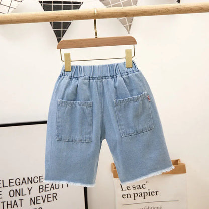 -キッズジュニアパンツ デニム クロップドパンツ ダメージ パッチワーク ジーンズ 4デザイン【mh0005772】 - mamahalo shop - デニムパンツ -  べビー服 - 子供服 - 男の子 - 女の子