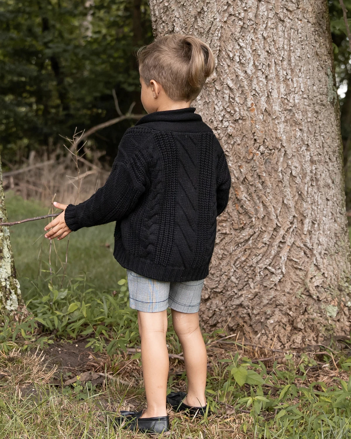 -ベビーキッズジュニア ケーブルニットカーディガン トラッドチェック サスペンダーパンツ ロングパンツ リンクコーデ 兄弟お揃い お出かけ - mamahalo shop - サロペットパンツ・サスペンダーパンツ -  べビー服 - 子供服 - 男の子 - 女の子