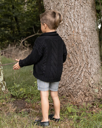 -ベビーキッズジュニア ケーブルニットカーディガン トラッドチェック サスペンダーパンツ ロングパンツ リンクコーデ 兄弟お揃い お出かけ - mamahalo shop - サロペットパンツ・サスペンダーパンツ -  べビー服 - 子供服 - 男の子 - 女の子