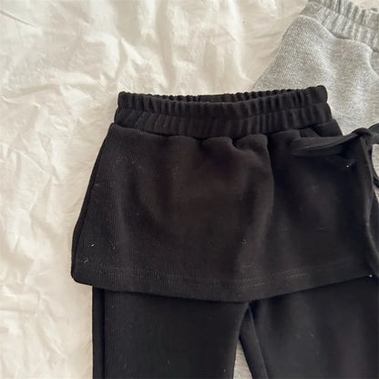 -キッズパンツ サイドリボン巻きスカートドッキングスカッツフレアパンツ 2カラー - mamahalo shop - ロングパンツ・スウェットパンツ -  べビー服 - 子供服 - 男の子 - 女の子