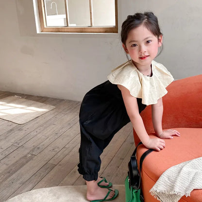 -キッズジャンプスーツ ビッグサークル襟 ノースリーブつなぎ【mh0005839】 - mamahalo shop - ノースリーブジャンプスーツ -  べビー服 - 子供服 - 男の子 - 女の子