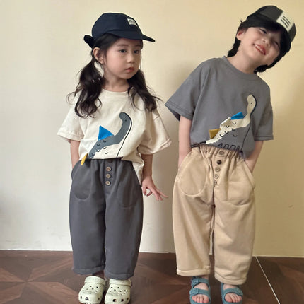 キッズトップス 半袖Tシャツ 恐竜ダイナソープリント 2カラー - mamahalo shop - 半袖Tシャツ - ベビー服 - 子供服 - 男の子 - 女の子