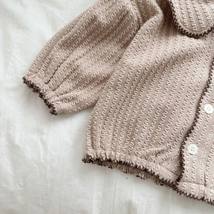 -ベビーカーディガン ビッグ襟 パフスリーブジャケット 2カラー - mamahalo shop - カーディガン・パーカー -  べビー服 - 子供服 - 男の子 - 女の子