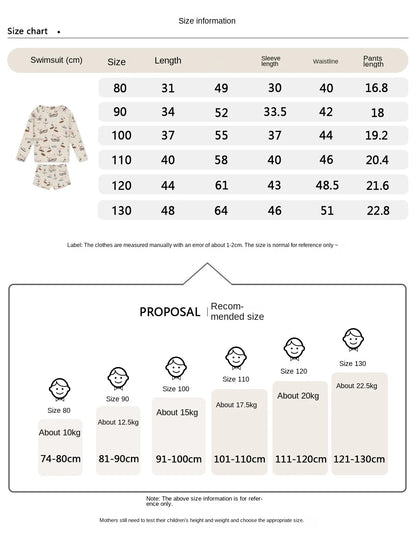 -キッズ水着 スイムウェア ボーイズ 長袖トップス+ショートパンツ ラッシュガード【mh0005927】 - mamahalo shop - ベビー用水着 -  べビー服 - 子供服 - 男の子 - 女の子
