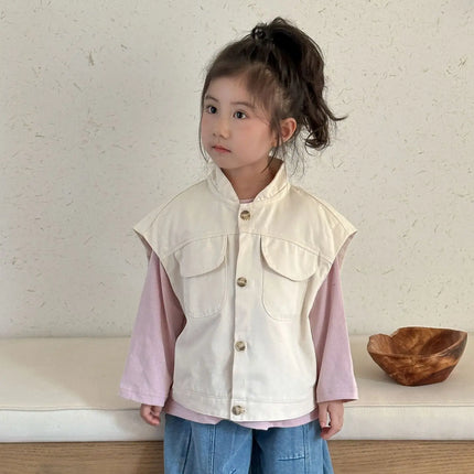 キッズベスト コットンフィッシャーマンシャツベスト - mamahalo shop - ベスト -  べビー服 - 子供服 - 男の子 - 女の子