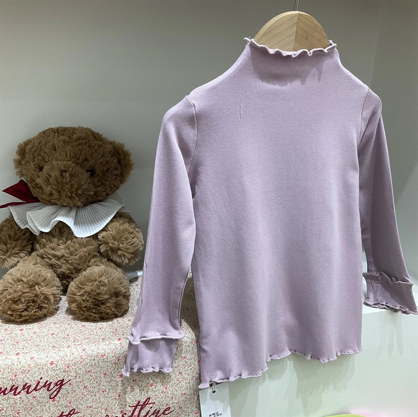 -キッズトップス フリルネックシンプルベーシック長袖Tシャツ 8カラー【mh0007276】 - mamahalo shop - 長袖Tシャツ -  べビー服 - 子供服 - 男の子 - 女の子