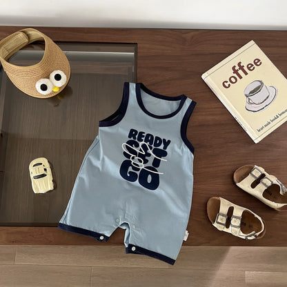-ベビージャンプスーツ タンクジャプスーツ ボディスーツ レターロゴプリント 2カラー【mh0006216】 - mamahalo shop - ノースリーブジャンプスーツ -  べビー服 - 子供服 - 男の子 - 女の子