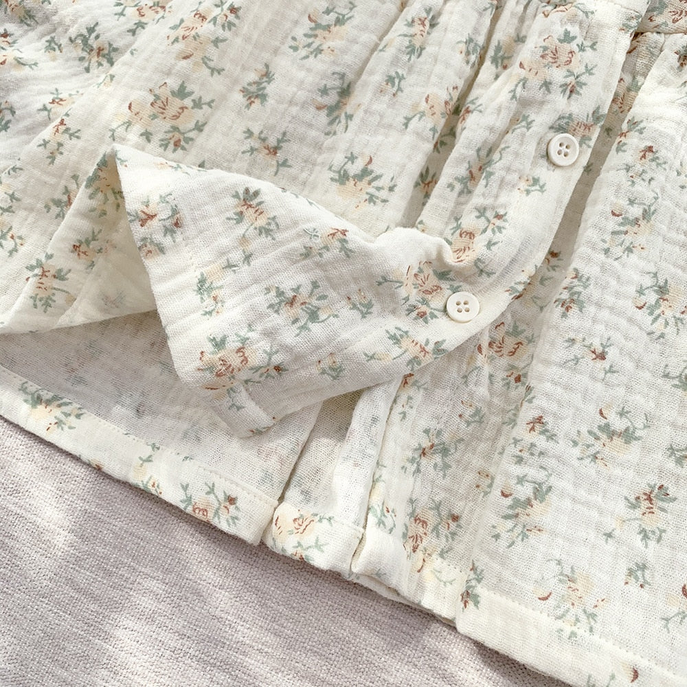 -ベビー キッズ レース 刺繍 襟 長袖 チュニック ブラウス シャツ - mamahalo shop - 長袖シャツ・ブラウス -  べビー服 - 子供服 - 男の子 - 女の子