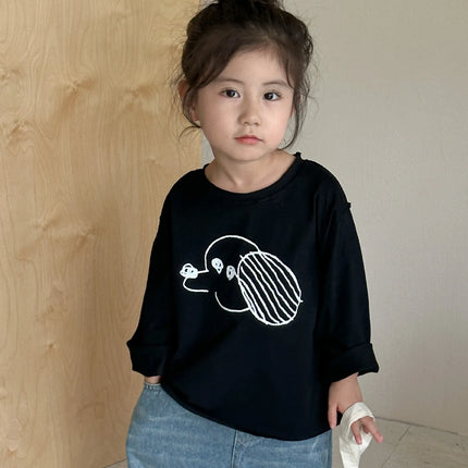 キッズトップス 長袖Tシャツ 手書き風犬ドッグプリント 2カラー - mamahalo shop - 長袖Tシャツ -  べビー服 - 子供服 - 男の子 - 女の子