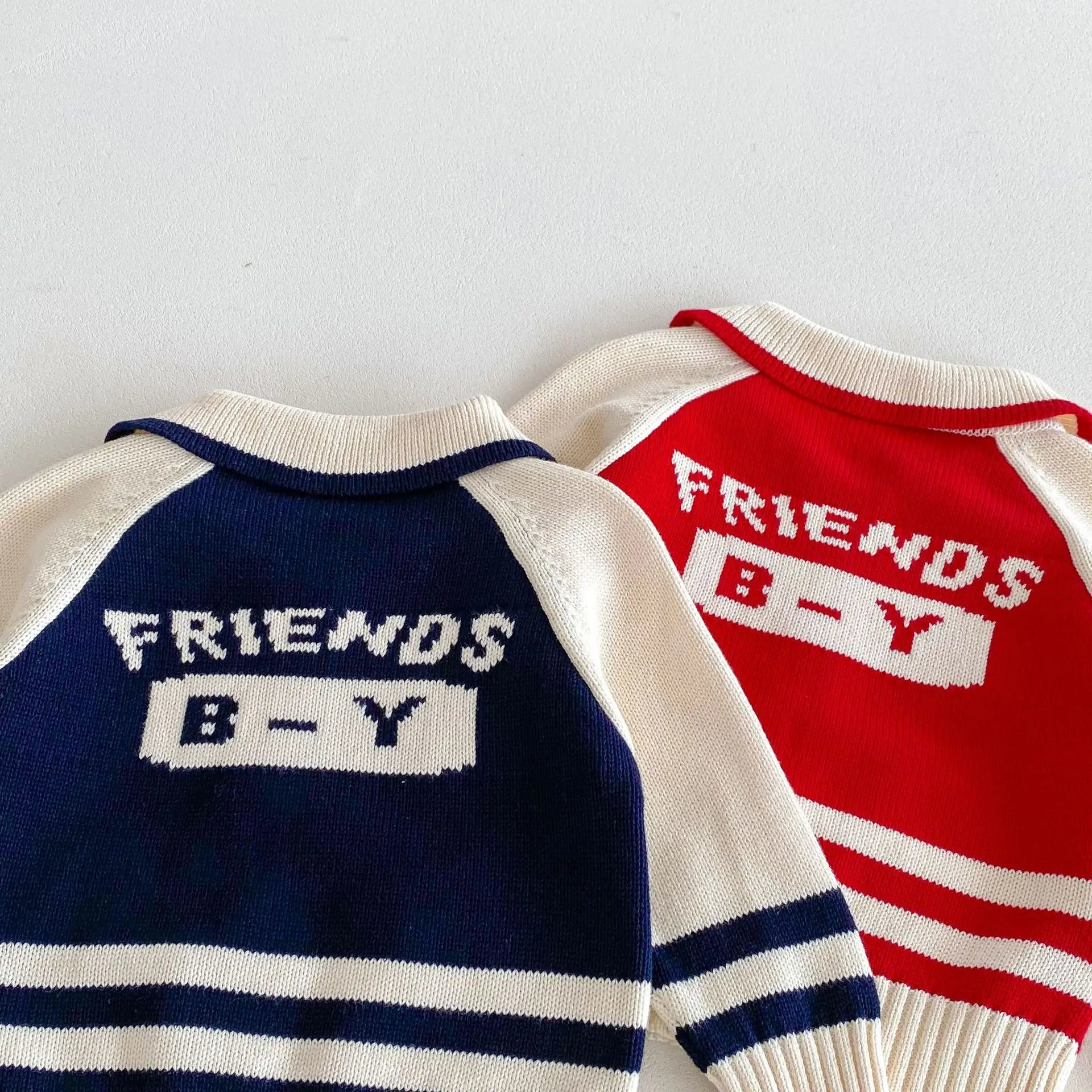 -キッズジャケット ニットジップアップカーディガン 襟付きスクールジャケット 2カラー【mh0006654】 - mamahalo shop - カーディガン・パーカー -  べビー服 - 子供服 - 男の子 - 女の子