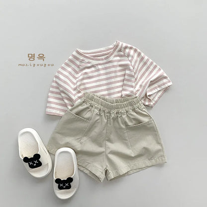 -キッズトップス 半袖ボーダーTシャツ シンプルベーシック パステル 4カラー - mamahalo shop - 半袖Tシャツ -  べビー服 - 子供服 - 男の子 - 女の子