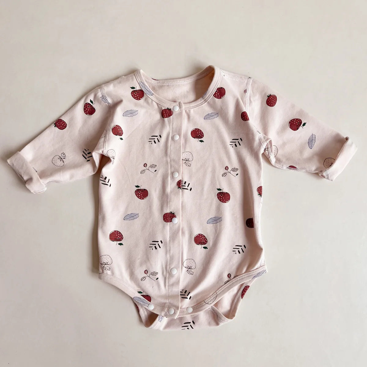 -ベビーロンパース プリント柄フロントボタン長袖ボディスーツ 3カラー【mh0006786】 - mamahalo shop - 長袖ロンパース -  べビー服 - 子供服 - 男の子 - 女の子