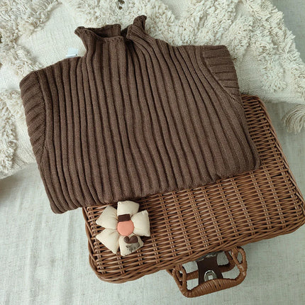 キッズトップス リブニットボトルネックハイネック長袖セーター - mamahalo shop - ニット・セーター -  べビー服 - 子供服 - 男の子 - 女の子