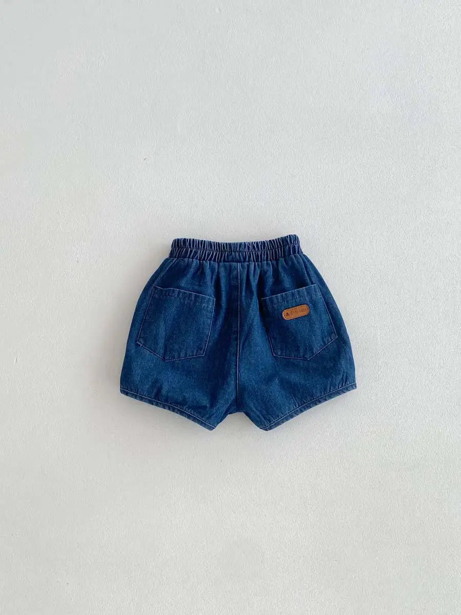 -キッズパンツ デニムショートパンツ シンプルベーシック 2カラー【mh0006184】 - mamahalo shop - ハーフパンツ・ショートパンツ -  べビー服 - 子供服 - 男の子 - 女の子