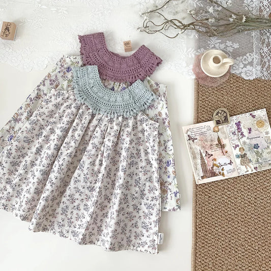 -キッズトップス レースホルターネック チュニックブラウス フラワー花柄プリント 2カラー - mamahalo shop - ノースリーブワンピース -  べビー服 - 子供服 - 男の子 - 女の子