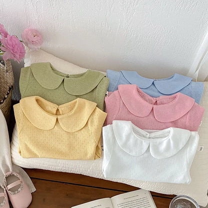 -キッズトップス 丸襟ブラウス シンプルベーシック 5カラー - mamahalo shop - 半袖シャツ・ブラウス -  べビー服 - 子供服 - 男の子 - 女の子