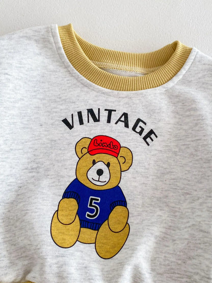 -ベビーキッズセットアップ 2点セット スウェットシャツ スウェットパンツ ベアくまプリント カラフル - mamahalo shop - 長袖セットアップ -  べビー服 - 子供服 - 男の子 - 女の子