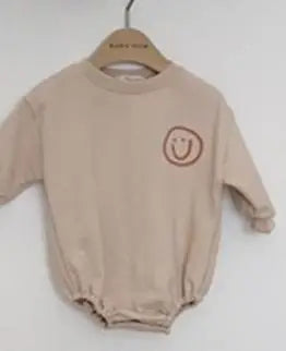 -ベビーセットアップ 2点セット/ロンパース スマイル レターロゴプリント 長袖ロンパース/スウェットシャツ+パンツ 2カラー【mh0004759】 - mamahalo shop - 長袖セットアップ -  べビー服 - 子供服 - 男の子 - 女の子