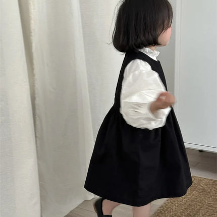 キッズワンピース ノースリーブワンピース ジャンパースカート ブラック - mamahalo shop - ノースリーブワンピース - ベビー服 - 子供服 - 男の子 - 女の子