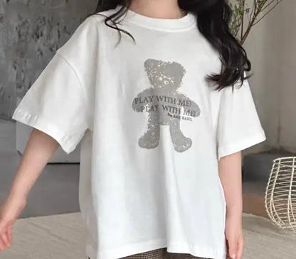 -ベビートップス 半袖プリントTシャツ ベアくまプリント 2カラー【mh0005473】 - mamahalo shop - 半袖Tシャツ -  べビー服 - 子供服 - 男の子 - 女の子