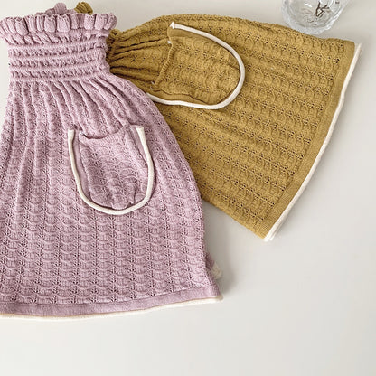 -キッズ サマー レースニット ポケット スカート ピンク マスタードイエロー ガールズ【mh0002017】 - mamahalo shop - スカート -  べビー服 - 子供服 - 男の子 - 女の子