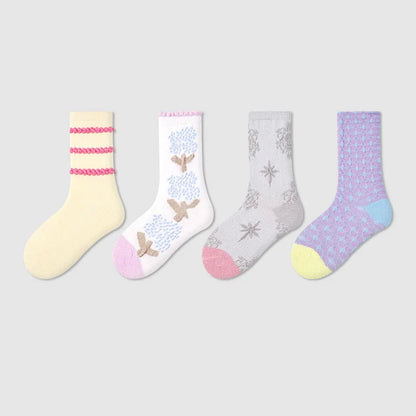 -キッズソックス 靴下4足セット ワッペンワンポイント ボーダー【mh0004066】 - mamahalo shop - ベビー用靴下・タイツ -  べビー服 - 子供服 - 男の子 - 女の子