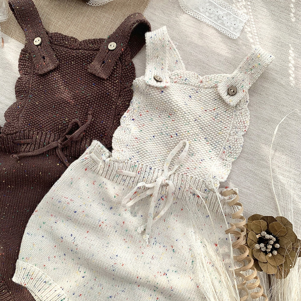 -ベビー ニット サスペンダー ロンパース オーバーオール - mamahalo shop - ノースリーブロンパース -  べビー服 - 子供服 - 男の子 - 女の子