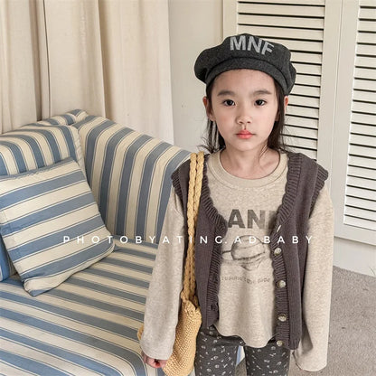 -キッズベスト ニットノースリーブトップス 2カラー - mamahalo shop - ベスト -  べビー服 - 子供服 - 男の子 - 女の子