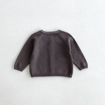 -キッズカーディガン ニットジャケット ステッチアクセント 2カラー【mh0006629】 - mamahalo shop - カーディガン・パーカー -  べビー服 - 子供服 - 男の子 - 女の子