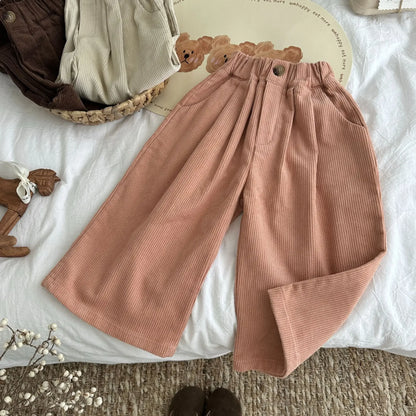 -キッズパンツ ワイドルーズコーデュロイガウチョパンツ 3カラー - mamahalo shop - ロングパンツ・スウェットパンツ -  べビー服 - 子供服 - 男の子 - 女の子