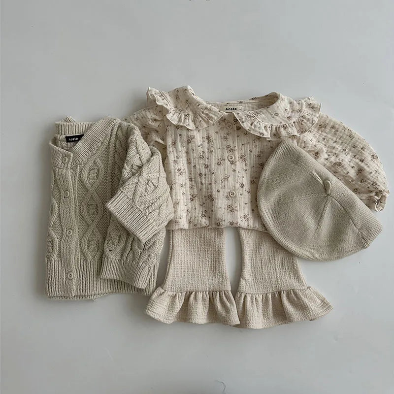 -ベビーパンツ フリルフレアパンツ ブーツカット ロングパンツ 3カラー【mh0004807】 - mamahalo shop - ロングパンツ・スウェットパンツ -  べビー服 - 子供服 - 男の子 - 女の子