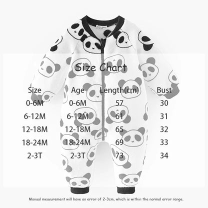 -ベビーアウタージャンプスーツ フリース長袖ロンパース ぱんだ パンダプリント ユニセックス 男の子 女の子 子供服【mh0003252】 - mamahalo shop - アウタージャンプスーツ -  べビー服 - 子供服 - 男の子 - 女の子