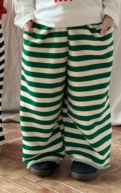 -キッズパンツ ボーダーワイドレッグルーズパンツ 3カラー - mamahalo shop - ロングパンツ・スウェットパンツ -  べビー服 - 子供服 - 男の子 - 女の子