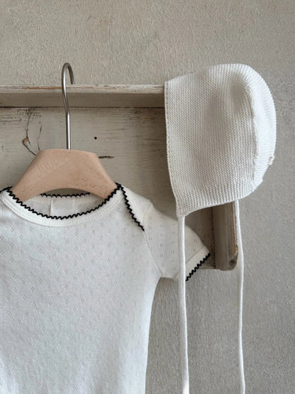 -ベビーロンパース レースニット 半袖ボディスーツ 肌着 3カラー【mh0005072】 - mamahalo shop - 半袖ロンパース -  べビー服 - 子供服 - 男の子 - 女の子