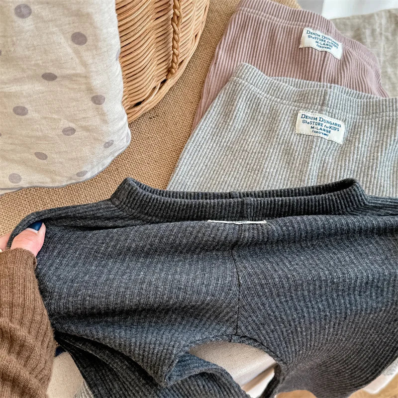 -キッズパンツ リブニットフレアレギンスパンツ レギパン 3カラー - mamahalo shop - ロングパンツ・スウェットパンツ -  べビー服 - 子供服 - 男の子 - 女の子
