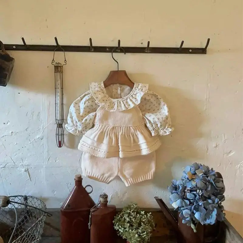 -ベビーセットアップ 2点セット ニットベスト バルーンパンツ 2カラー - mamahalo shop - ノースリーブセットアップ -  べビー服 - 子供服 - 男の子 - 女の子